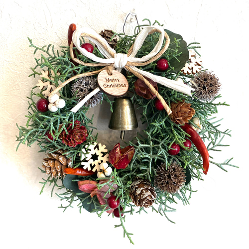 ブルーアイス香るミニクリスマスリース 送料無料 リース ベルフラワー