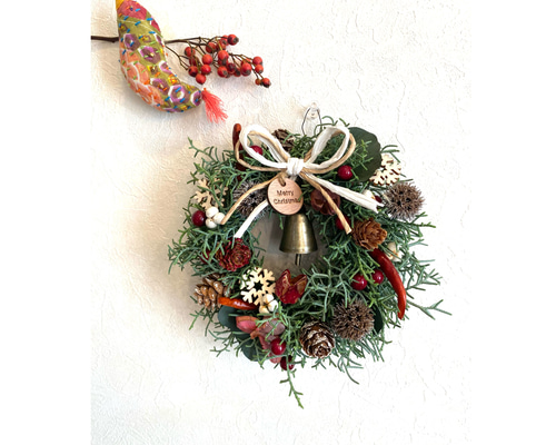 ブルーアイス香るミニクリスマスリース 送料無料 リース ベルフラワー