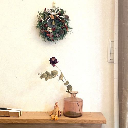 ブルーアイス香るミニクリスマスリース 送料無料 リース ベルフラワー