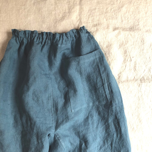 リネンのもんぺ ターコイズ ロングパンツ nuuMonpe 通販｜Creema 