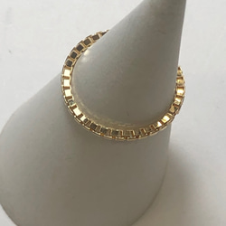 K18 1.5ミリ幅 ベネチアンチェーンリング 18金 イエローゴールド リング 2枚目の画像