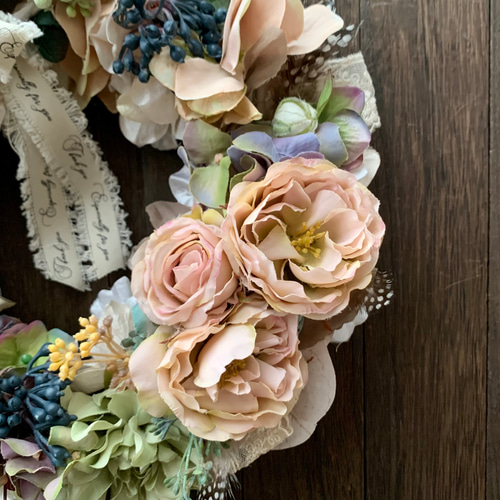 アンティークリース リース シャビーシック ナチュラル 造花 壁飾り