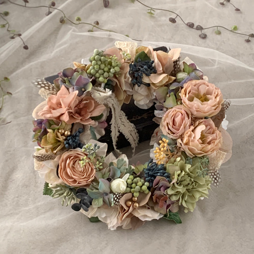 アンティークリース リース シャビーシック ナチュラル 造花 壁飾り