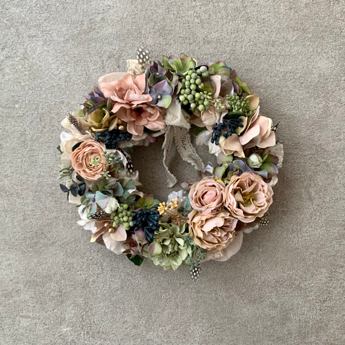 アンティークリース リース シャビーシック ナチュラル 造花 壁飾り