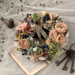 フラワーリース超特大リースシャビーリースくすみカラーリースハンドメイド フラワーリース超特大リースシャビーリースくすみカラーリース