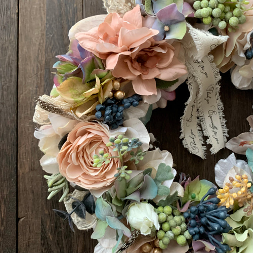 アンティークリース リース シャビーシック ナチュラル 造花 壁飾り