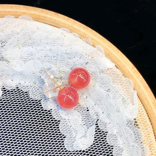 天然無処理 氷種 インカローズ ピアス k18 ピアス（スタッド・一粒  