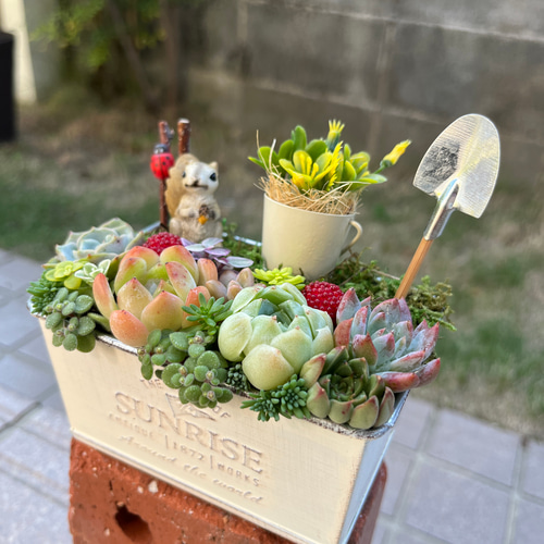 ☆ラスト1点☆送料無料☆♡そのまま飾れる♡リスちゃんのガーデン