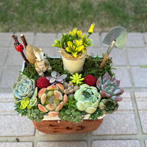 ☆ラスト1点☆送料無料☆♡そのまま飾れる♡リスちゃんのガーデン