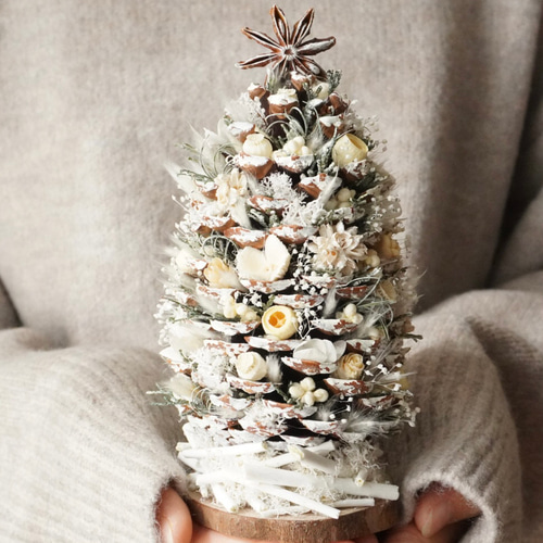ホワイトツリー 松ぼっくりツリー クリスマス 2024 ドライフラワー