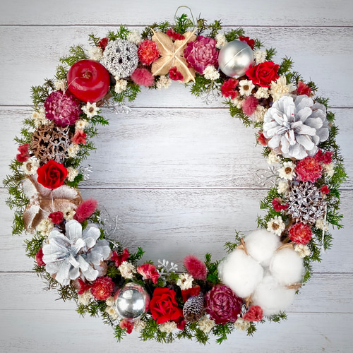早割クリスマスリース2024☆cretama大きめXmasリース ドライフラワー