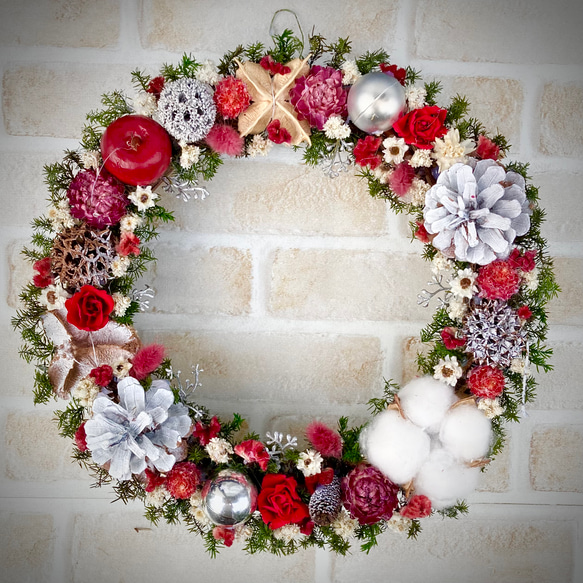 早割クリスマスリース2024☆cretama大きめXmasリース ドライフラワー