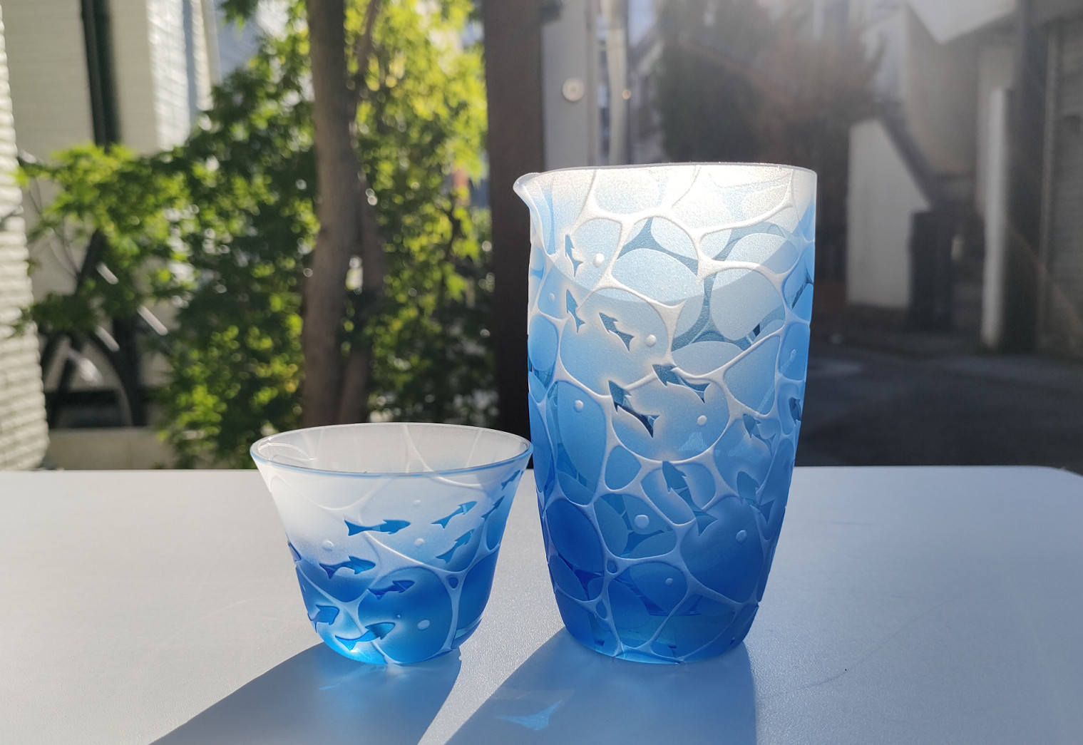 【受注制作】minamo小魚 徳利とぐい呑みセット サンドブラスト 酒器