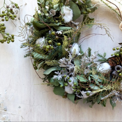 Winter＊ユーカリ＆木の実 ドライフラワーリース リース fu.wa.ran