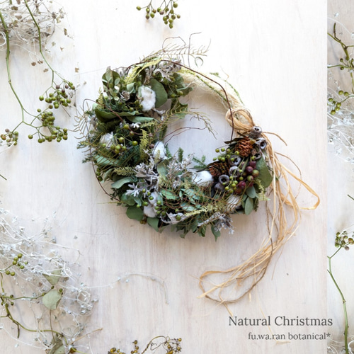 Winter＊ユーカリ＆木の実 ドライフラワーリース リース fu.wa.ran