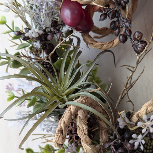 エアプランツ＆オリーブ シックナチュラル フェイクリース リース fu