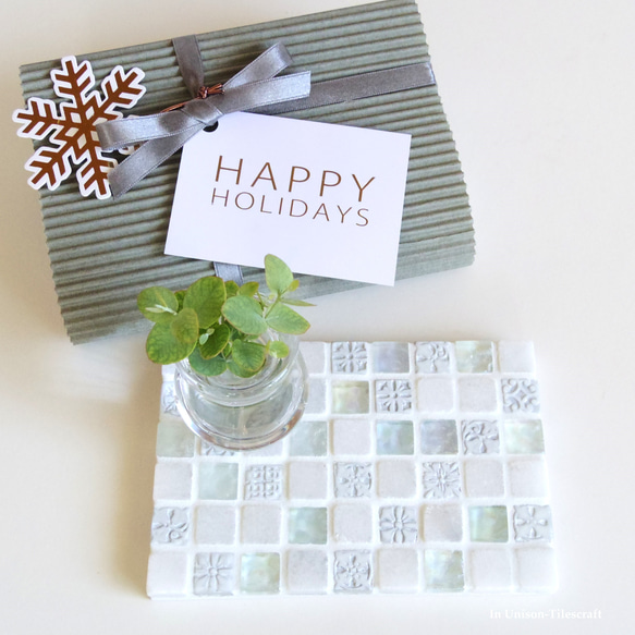 【ラッピング可】パヴェモザイク タイルのディスプレイトレイ Slim ブルー mini 12枚目の画像