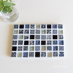 【ラッピング可】パヴェモザイク タイルのディスプレイトレイ Slim ブルー mini 5枚目の画像