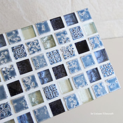 【ラッピング可】パヴェモザイク タイルのディスプレイトレイ Slim ブルー mini 7枚目の画像