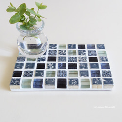 【ラッピング可】パヴェモザイク タイルのディスプレイトレイ Slim ブルー mini 4枚目の画像