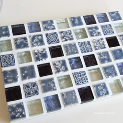 【ラッピング可】パヴェモザイク タイルのディスプレイトレイ Slim ブルー mini 6枚目の画像