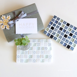 【ラッピング可】パヴェモザイク タイルのディスプレイトレイ Slim ブルー mini 11枚目の画像