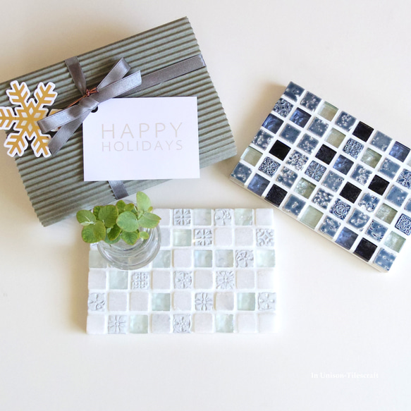 【ラッピング可】パヴェモザイク タイルのディスプレイトレイ Slim ブルー mini 11枚目の画像