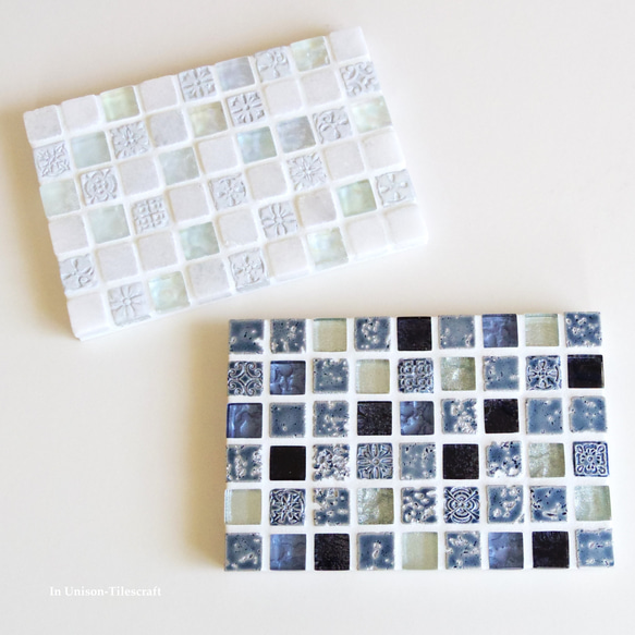 【ラッピング可】パヴェモザイク タイルのディスプレイトレイ Slim ブルー mini 10枚目の画像