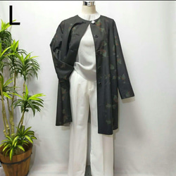 大島紬花柄パッチワークワンピース 着物リメイク ノースリーブ ロング