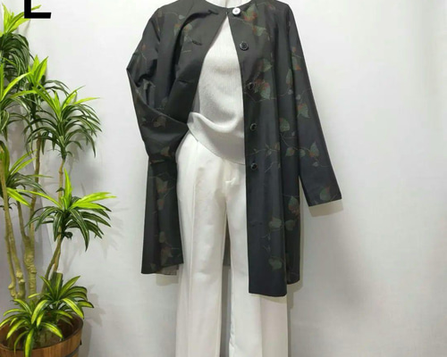 大島紬真綿入り　リバーシブルコート SOLD 着物リメイク リバーシブルコート 大島紬 FREE SIZE