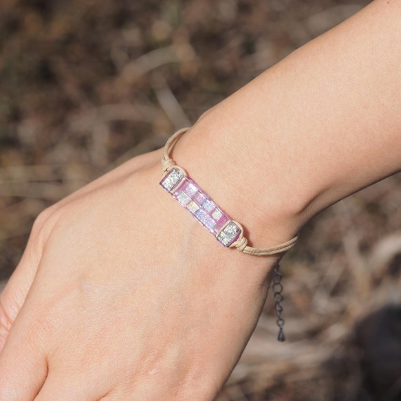 【１点物】色が変わるガラス『マジック』ブレスレット/アンクレット【紐の色選べます】≪送料無料≫ 8枚目の画像