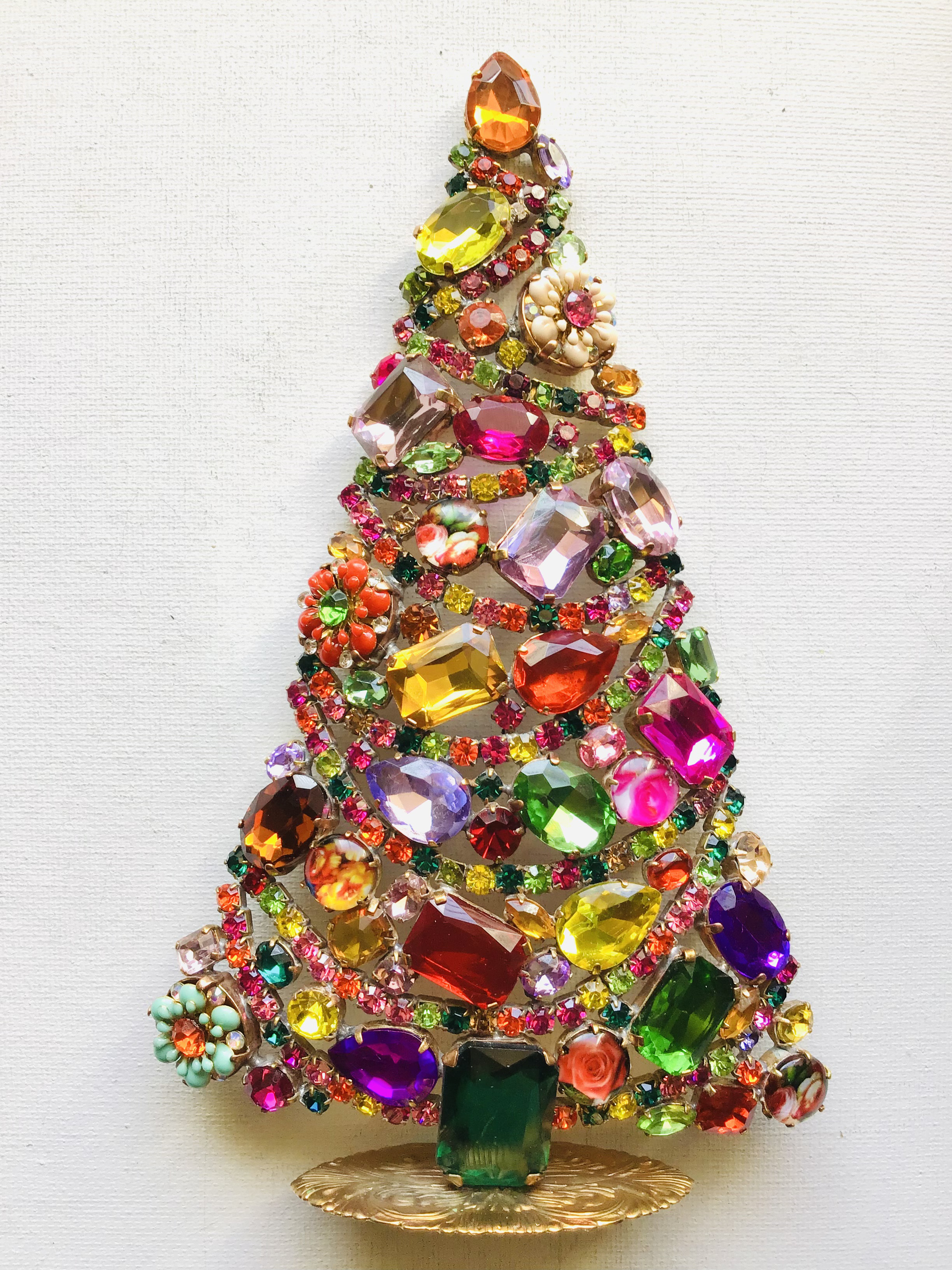 ビンテージ/チェコガラス/ガラスツリー/クリスタルクリア/シンプル