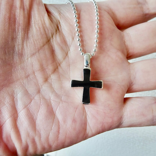 仁尾彫金『プラチナ、十字クロス』ハンドメイド331 ネックレス  