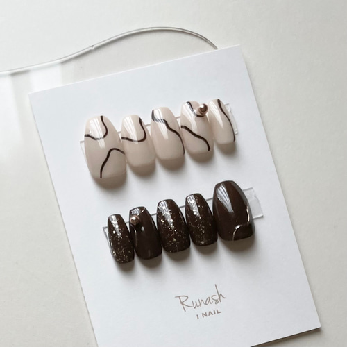 うねうねブラウン ♡ ネイルチップ ネイルチップ（つけ爪） Runash I