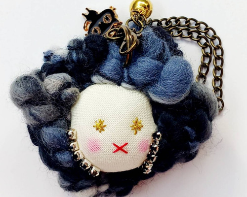 ドール/バッグチャーム アートヤーン 黒ネコ バッグチャーム conayuki