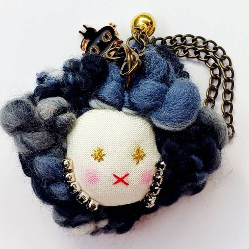 ドール/バッグチャーム アートヤーン 黒ネコ バッグチャーム conayuki