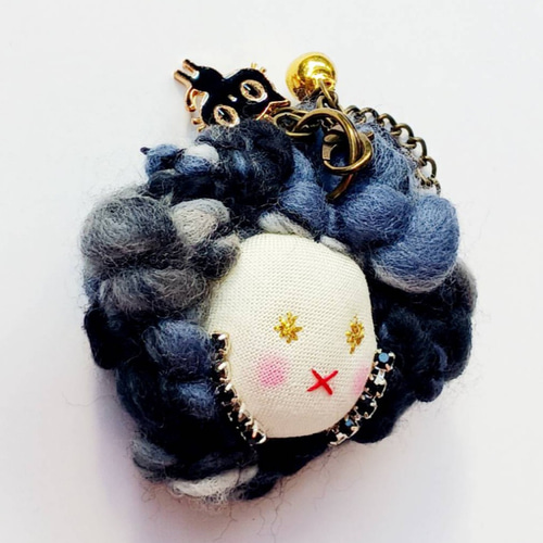 ドール/バッグチャーム アートヤーン 黒ネコ バッグチャーム conayuki