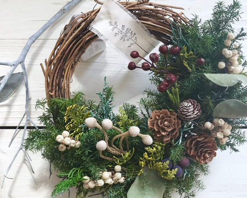 プリザーブドフラワー︎︎⟡かわいいミニクリスマスリース*ハーフ