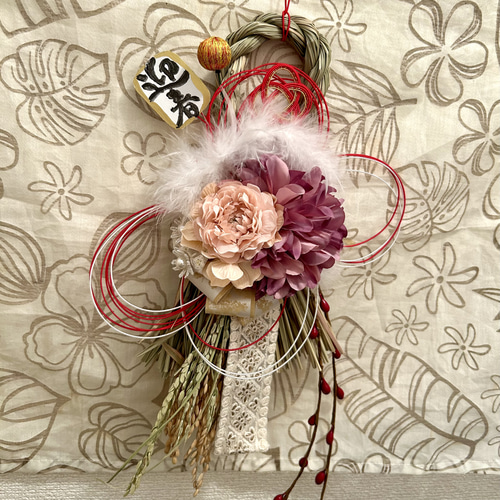 ◤582◤完売しました◢ 2025✿早割りお正月しめ縄飾り*フェザーモール