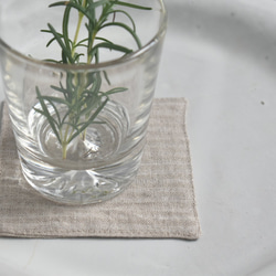 リネンのコースター/9.5㎝角/ストライプ/シンプル/1枚 1枚目の画像