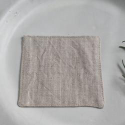 リネンのコースター/9.5㎝角/ストライプ/シンプル/1枚 4枚目の画像