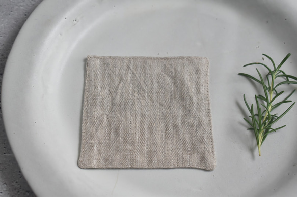 リネンのコースター/9.5㎝角/ストライプ/シンプル/1枚 4枚目の画像