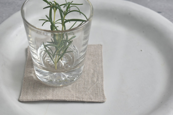 リネンのコースター/9.5㎝角/ストライプ/シンプル/1枚 3枚目の画像