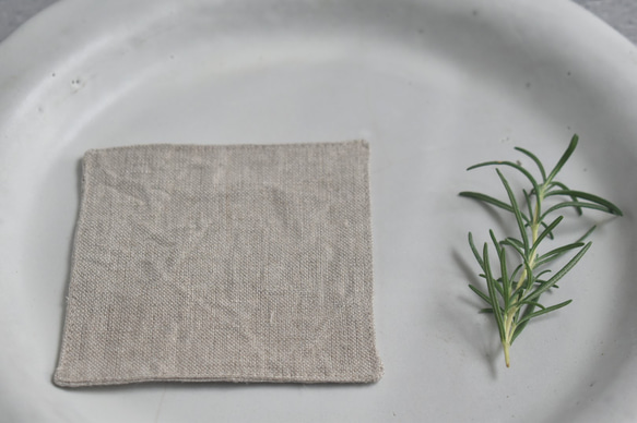 リネンのコースター/9.5㎝角/ストライプ/シンプル/1枚 5枚目の画像