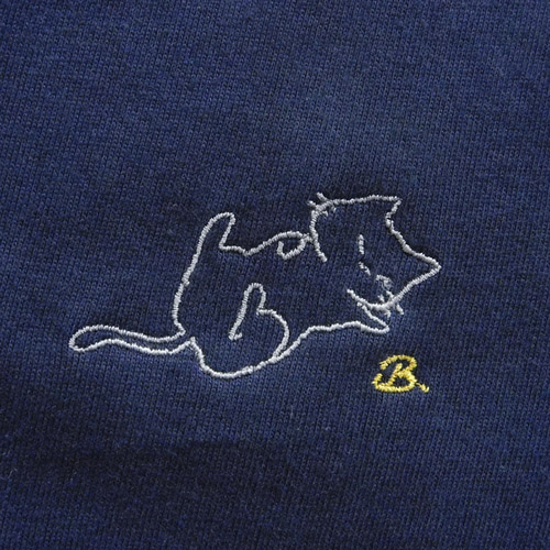 猫のへそ天刺繍入りクールネックスウェット　10.0オンス オリジナル 誕生日 プレゼント クリスマス 可愛い 猫のへそ天刺繍入りクールネックスウェット 10.0オンス