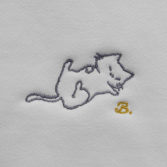 猫のへそ天 大の字刺繍入りオリジナルスウェット 10.0オンス トレーナー プレゼント クールネック ねこ クリスマス 誕生日 母の日 猫のへそ天刺繍入りクールネックスウェット 10.0オンス