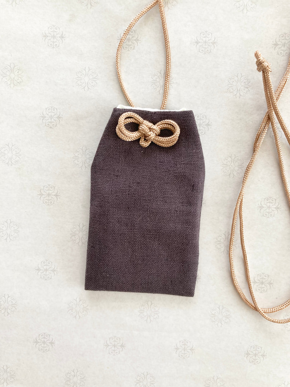 お守り袋 Lサイズ ハーフリネン 首かけタイプ デコレクションズ