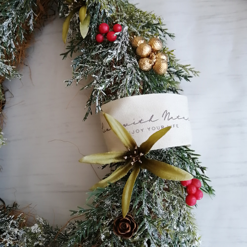 【美品】お洒落Xmas/クリスマスツリー リース オーナメント/造花/装飾一式 Xmas】壁掛けのクリスマスツリー型リース 造花 フェイク インテリア