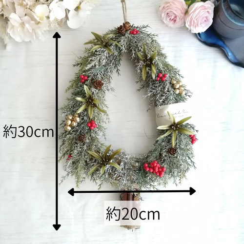 Xmas】壁掛けのクリスマスツリー型リース 造花 フェイク インテリア