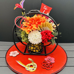 手作りオレンジ系アートフラワー 手作りオレンジ系アートフラワー